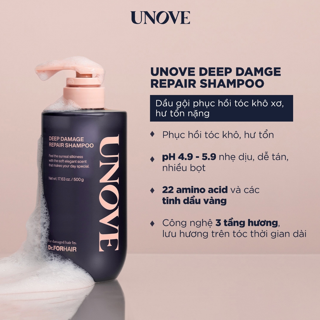 Dầu gội phục hồi hư tổn chuyên sâu DR.FORHAIR UNOVE DEEP DAMAGE REPAIR SHAMPOO 500g