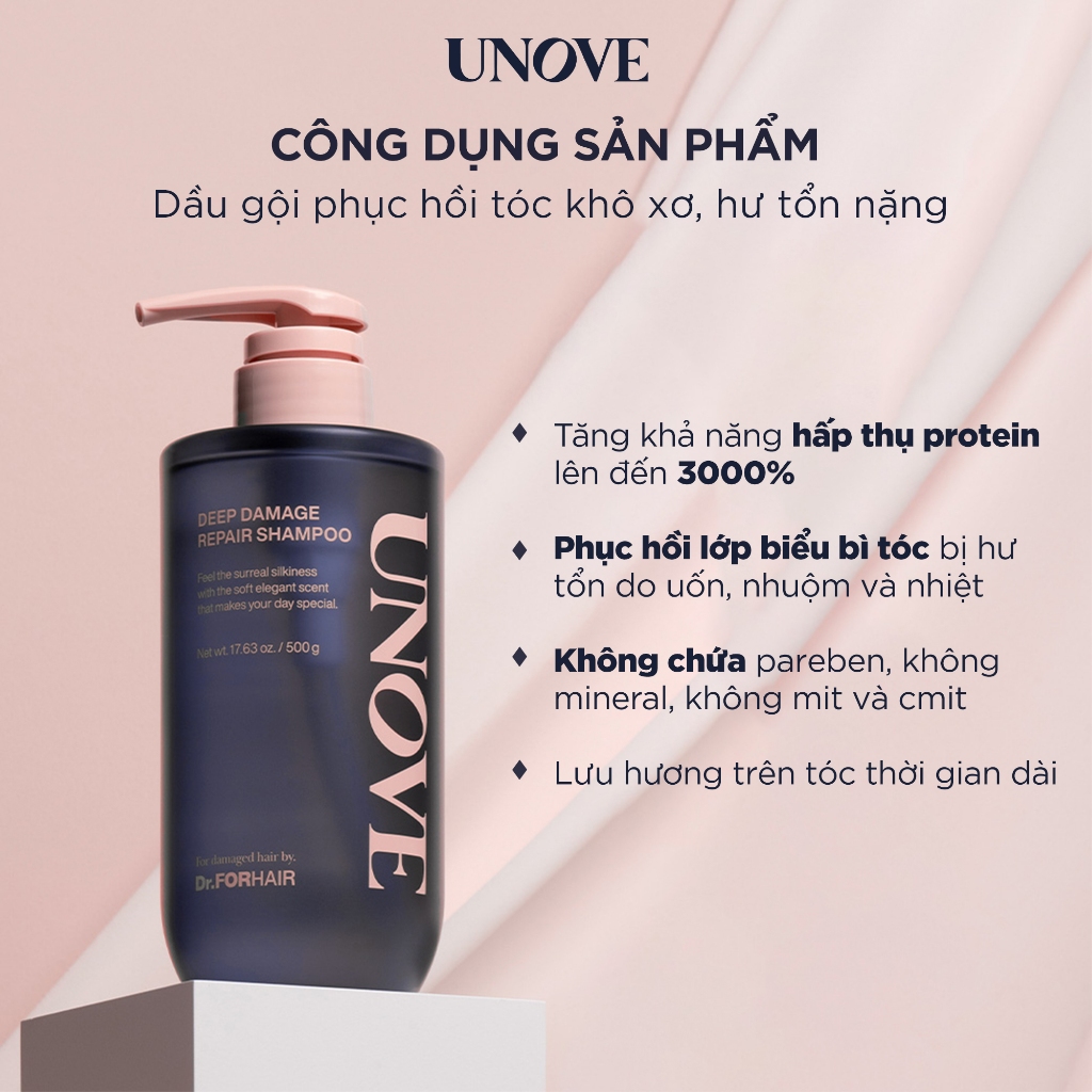 Dầu gội phục hồi hư tổn chuyên sâu DR.FORHAIR UNOVE DEEP DAMAGE REPAIR SHAMPOO 500g