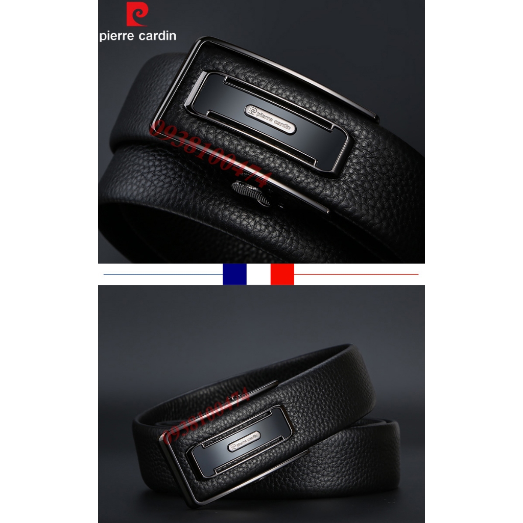 Thắt lưng Pierre Cardin chính hãng dây da bò thật khóa rút chốt tự động PCJ1063