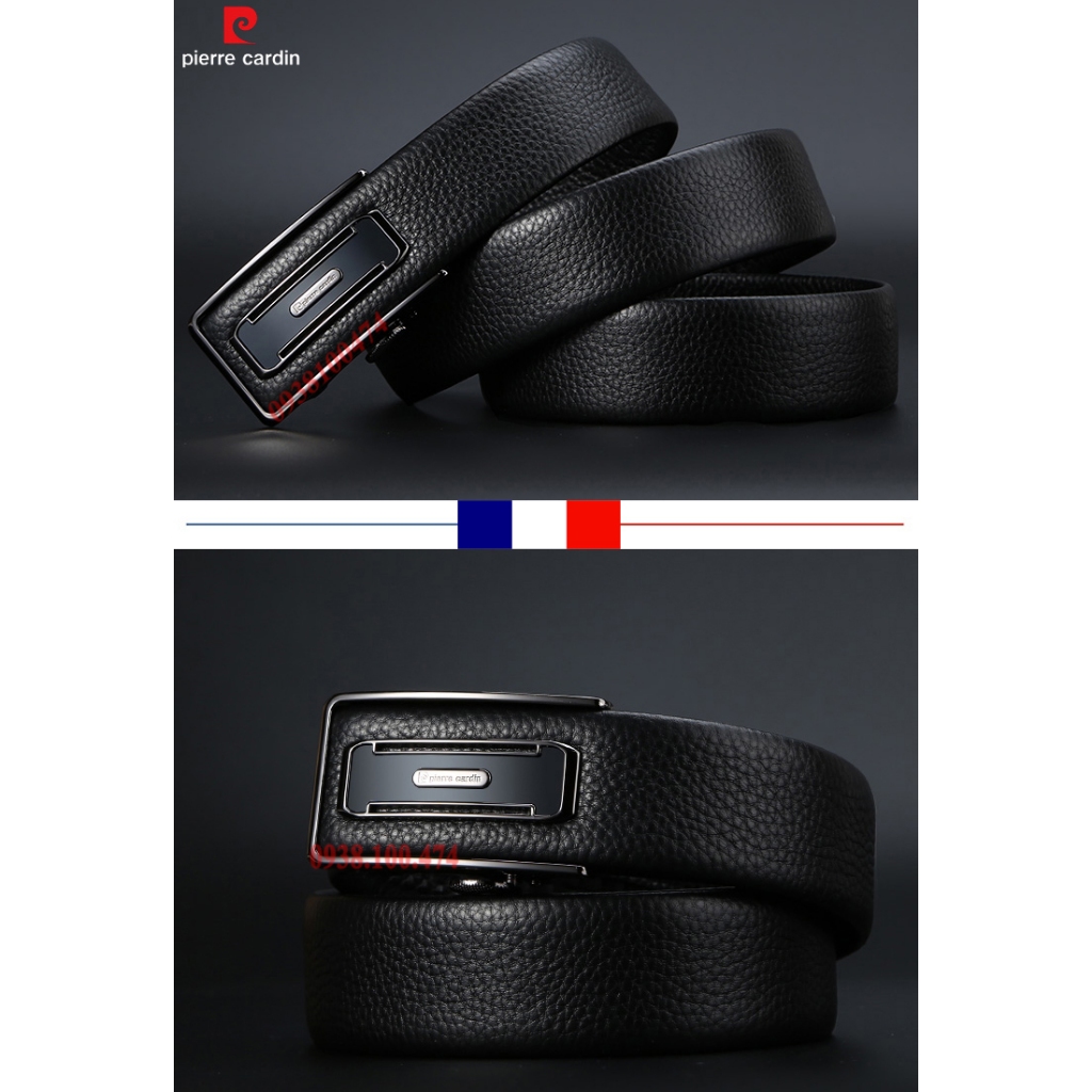 Thắt lưng Pierre Cardin chính hãng dây da bò thật khóa rút chốt tự động PCJ1063
