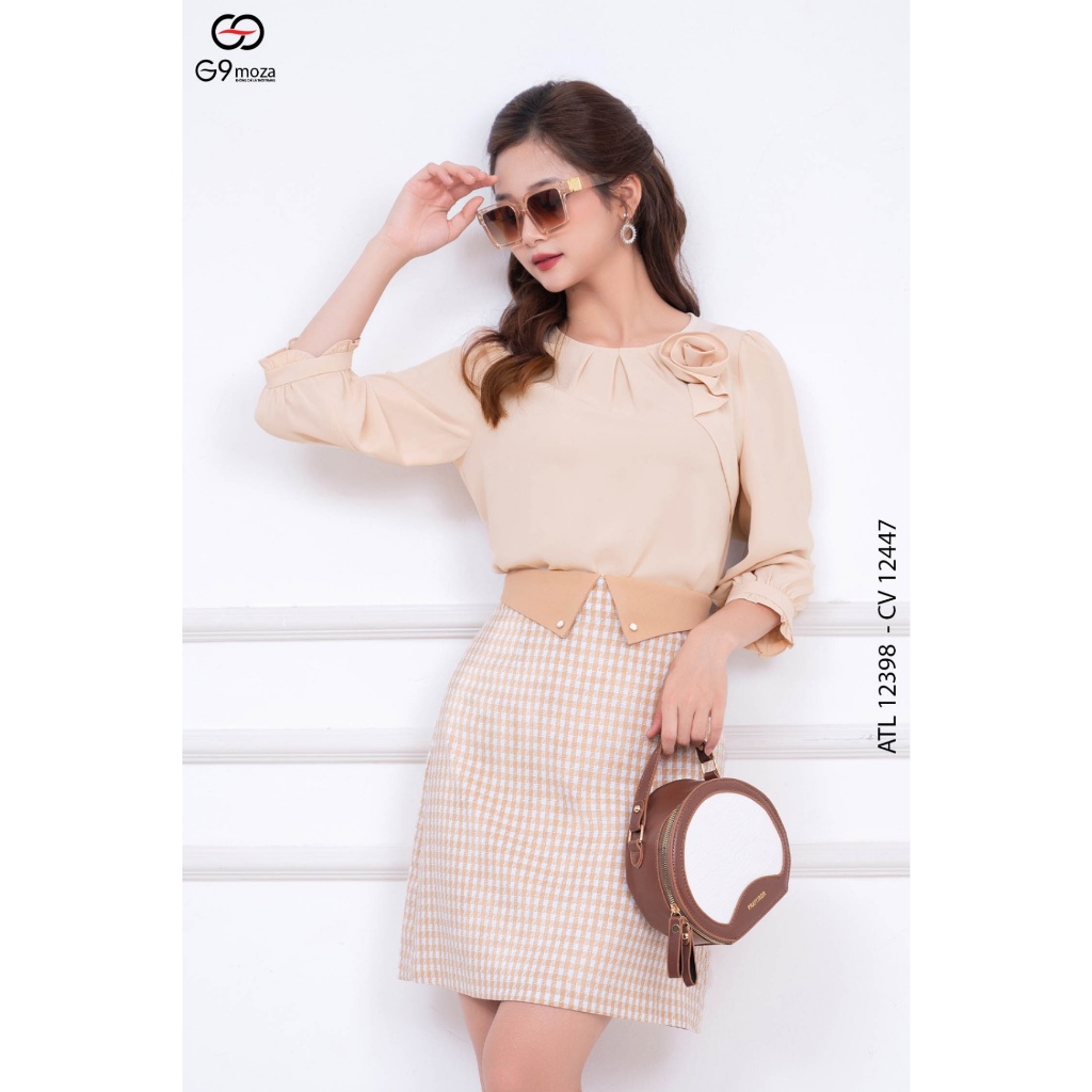 Áo tay dài G9moza 12398, Chất liệu lụa baby nhật cao cấp, mềm mịn, hạn chế nhăn nhàu.