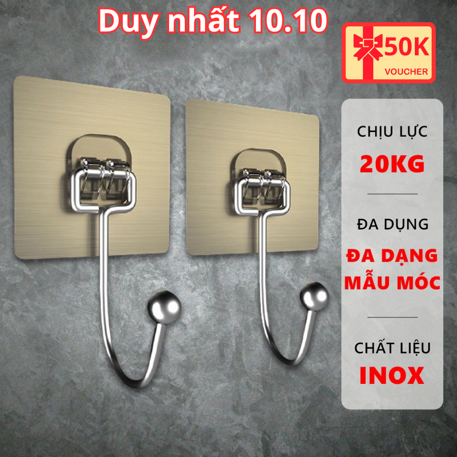 Móc dán tường chịu lực siêu dính treo đồ, móc vật dụng đa năng tiện ích inox 304