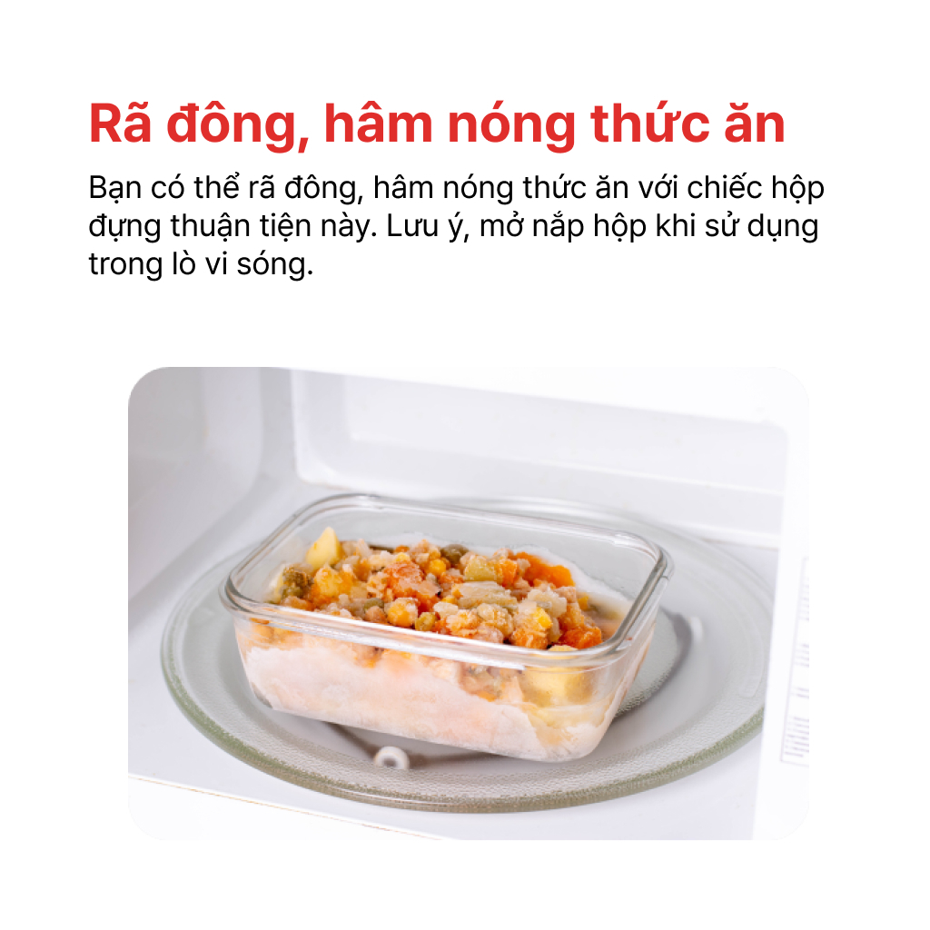 Bộ hộp thủy tinh chia ngăn kèm túi giữ nhiệt HAPPYCOOK, HCG-02RRD