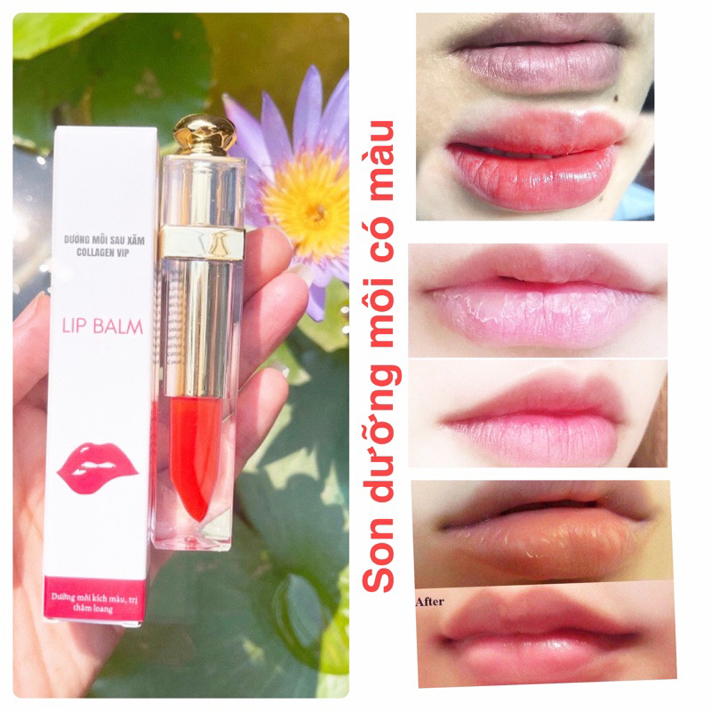 SON KEM DƯỠNG MÔI COLLAGEN CÓ MÀU DÙNG ĐƯỢC CHO BÀ BẦU GIÚP GIẢM THÂM MÔI KÍCH MÀU SAU PHUN XĂM 2024