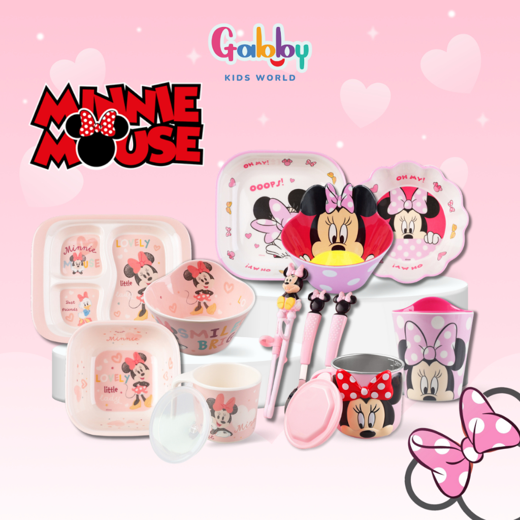 Bộ Đồ Dùng Ăn Uống Melamine Hình Nhân Vật Minnie Đáng Yêu Cho Bé Gái
