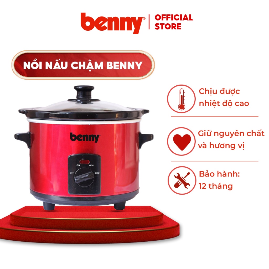 Nồi Nấu Chậm Benny dung tích 2L/2.5L/3.5L BSL-20A/BSL-25A/BSL-35A chịu được nhiệt cao