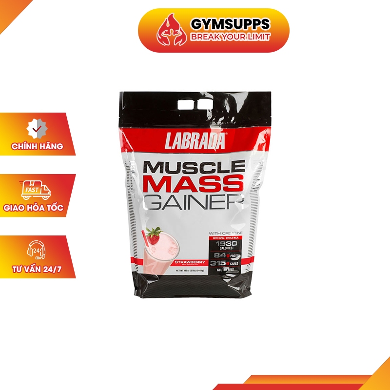Sữa Tăng Cân Nhanh Cho Người Gầy Muscle Mass Gainer - Labrada -12 Lbs  - Authentic 100%