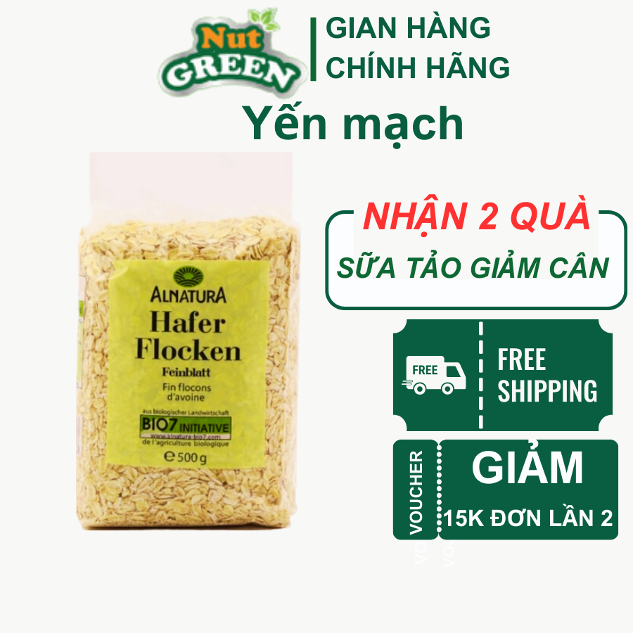 Yến mạch giảm cân Cán Dẹt & Cán Vỡ Hafer Flocken Đức NUTGREEN Healthy Food