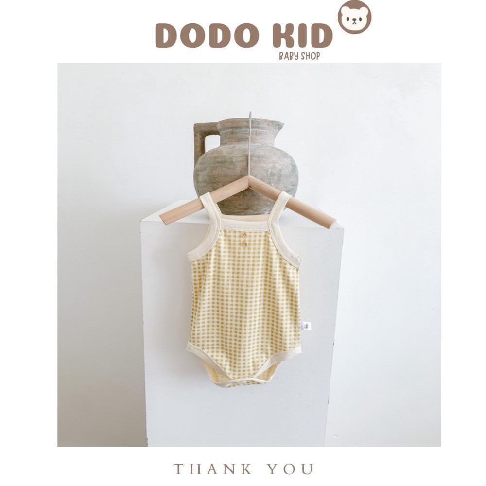 Body Hai Dây vải cotton thun co dãn cho em bé trai bé gái sơ sinh từ 3-18m nặng 6-12kg hoạ tiết kẻ caro siêu đẹp