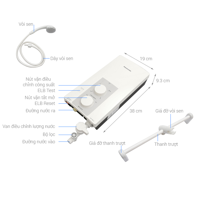 DH-3RL2VH - Máy nước nóng trực tiếp Panasonic 3500W 3RL2VH - GIAO MIỄN PHÍ TP.HCM