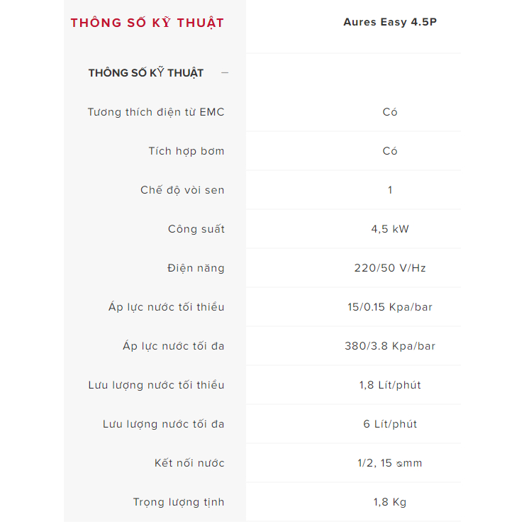 AURES EASY 4.5P - Miễn Phí Công Lắp Đặt - Máy Nước Nóng Ariston Aures Easy 4.5P  - HÀNG CHÍNH HÃNG