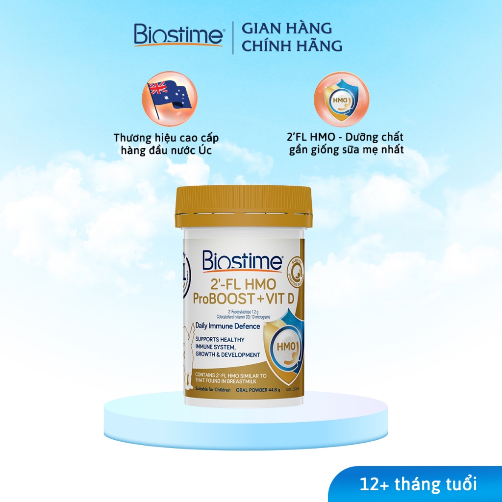 [Quà Tặng] Tinh chất Hmo Biostime 2’FL Hmo Proboost Vitamin D, cải thiện biếng ăn táo bón tăng cường hệ miễn dịch 44,8g