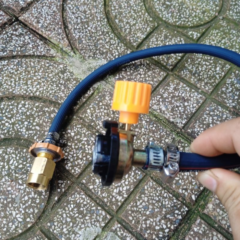 Combo Dây Van Đuôi Chuột Đuôi Cài Khóa Bình Gas Mini Và Đầu Nối Chuyển Đổi Từ Bình Gas Đỏ ELF Gas Qua Van SP