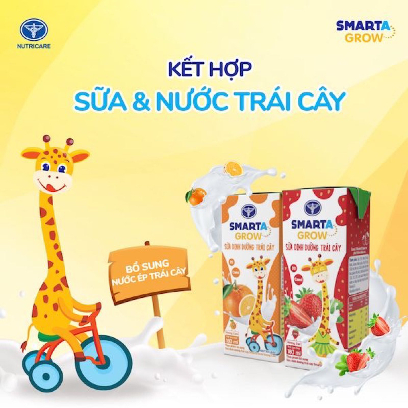 Thùng sữa dinh dưỡng trái câyNutricare Smarta Grow hương cam- có ship hỏa tốc HCM