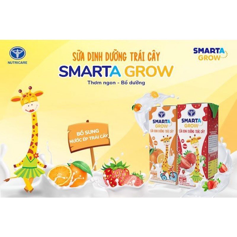 Thùng sữa dinh dưỡng trái câyNutricare Smarta Grow hương cam- có ship hỏa tốc HCM