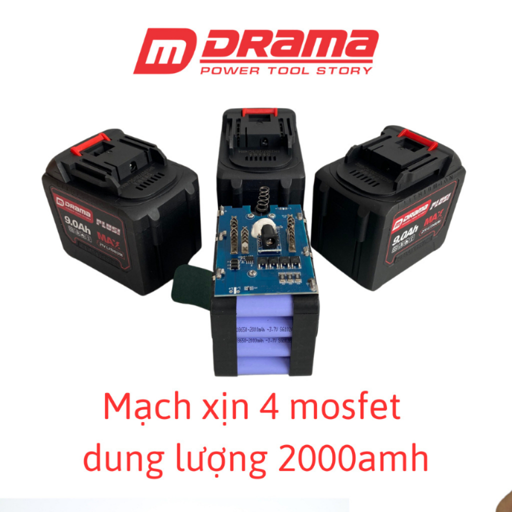 Pin 20 cell DRAMA 9.0Ah PLUSI dung lượng cao mạch 4 mosfet chân pin phổ thông