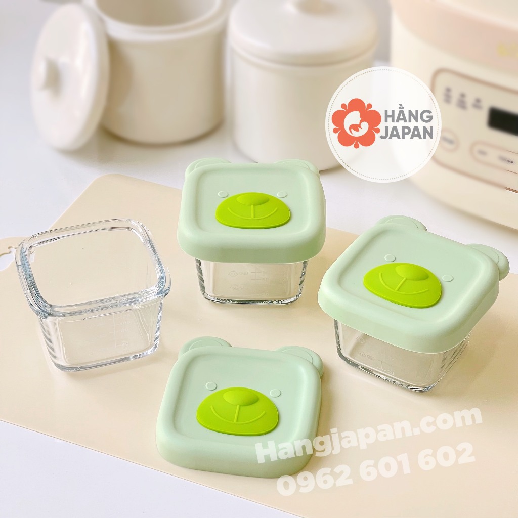Set 3 khay trữ thức ăn thủy tinh Misan hình gấu 130ml/160ml, khay trữ đông - màu ngẫu nhiên