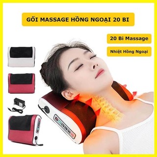 Gối Massage Cổ Vai Gáy, Máy Massage Hồng Ngoại 20 Bi Cao Cấp Hỗ Trợ Mát Xa Toàn Thân Hiệu Quả - G3