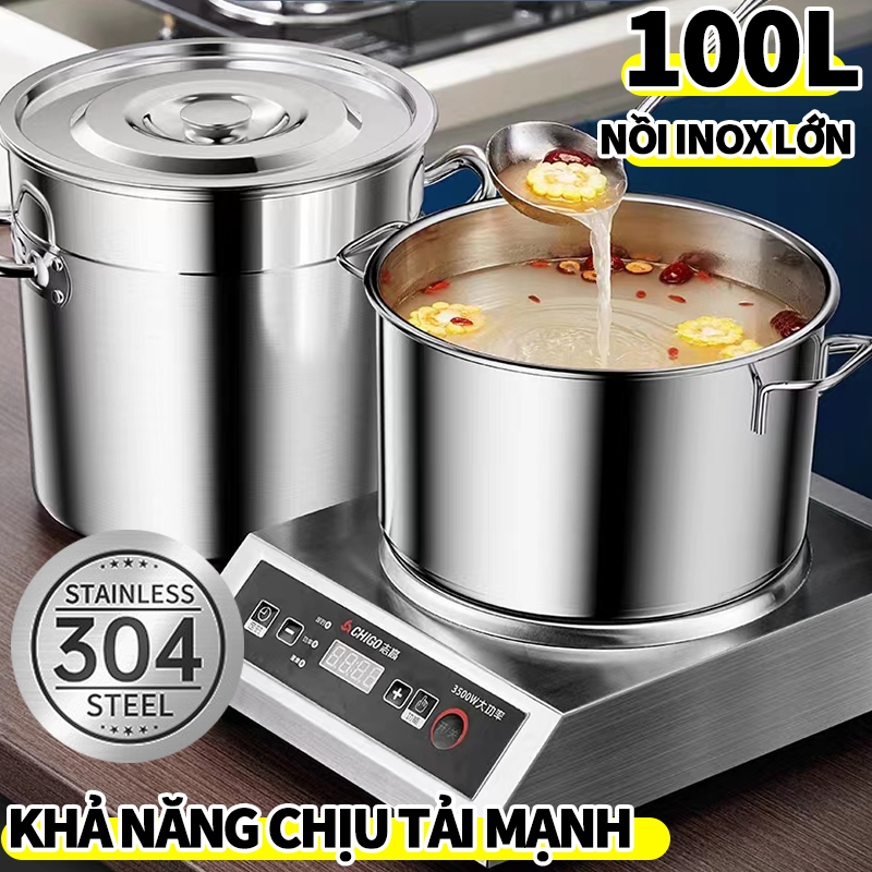 Nồi inox to,nồi inox 304 luộc gà,nồi inox cao cấp loại to,nồi lớn,nồi inox cao cấp 3 đáy,nồi hầm gà,nồi súp gia đình Nồi