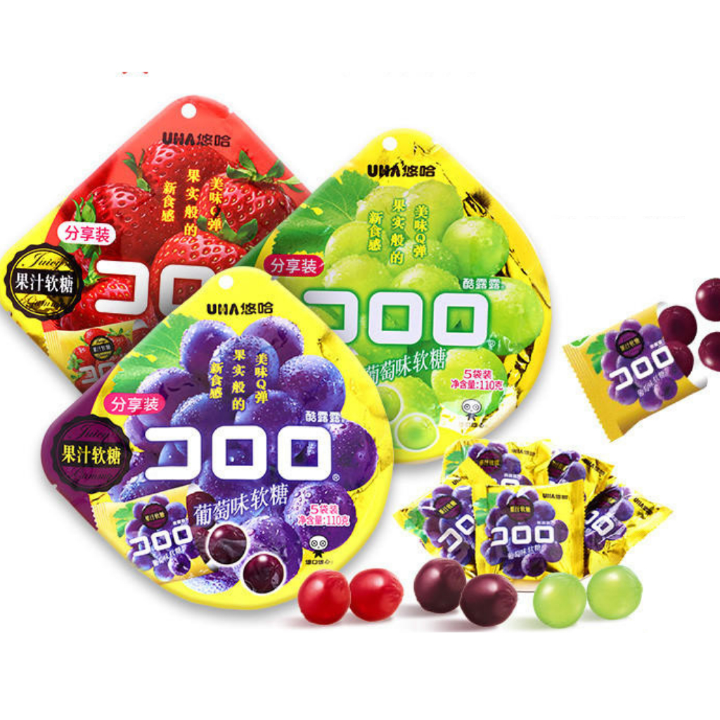 Kẹo dẻo UHA Kororo Nhật Bản vị dâu/nho/đào 40g