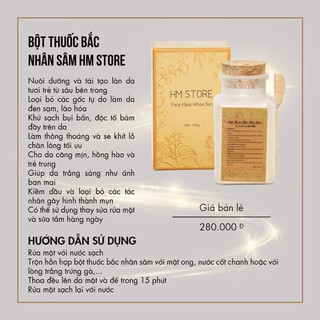 Bột nạ bắc nhân sâm hm store đắp mặt nạ dưỡng da