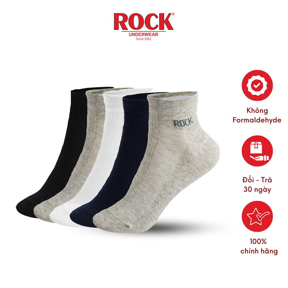 Set 5 Đôi tất nam cao cấp cổ thấp ROCK UNDERWEAR VA 502, ngăn mùi, thấm hút, kháng khuẩn