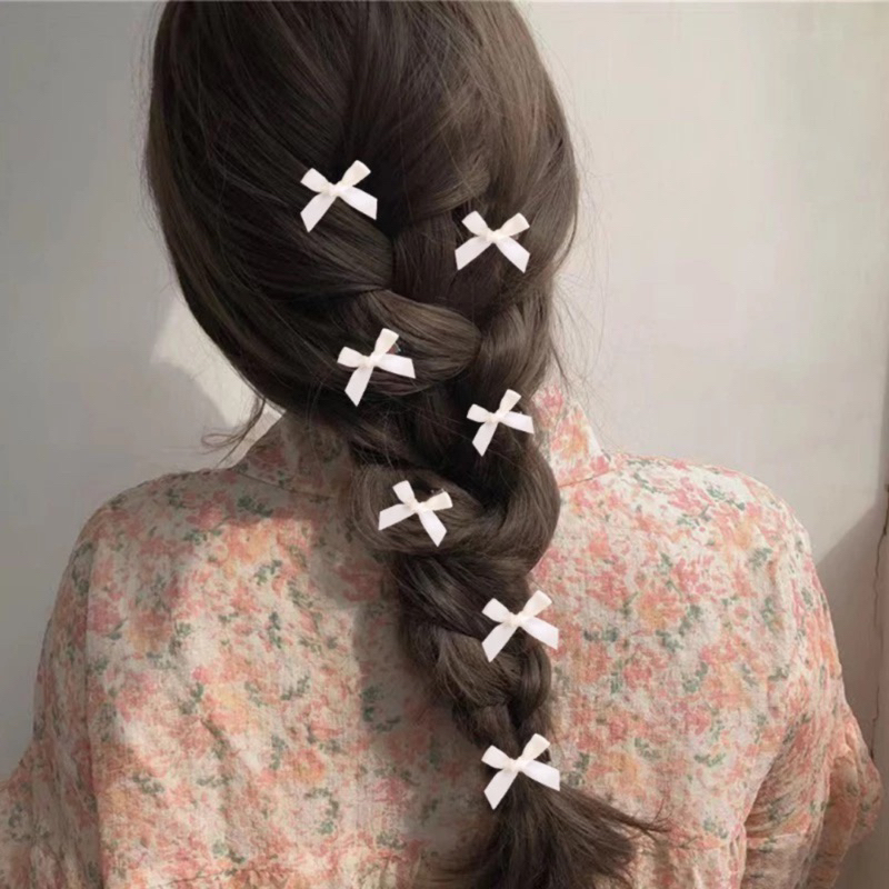 Kẹp tóc nơ ruy băng mini nhiều màu dễ thương