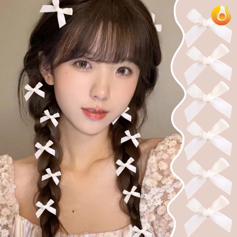 Kẹp tóc nơ ruy băng mini nhiều màu dễ thương