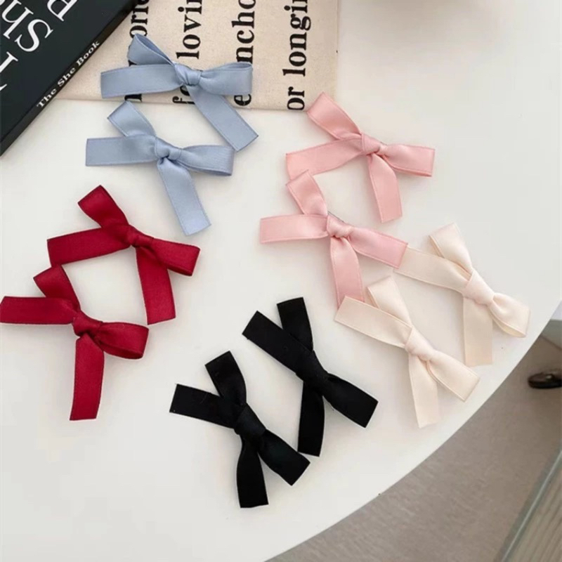 Kẹp tóc nơ ruy băng mini nhiều màu dễ thương