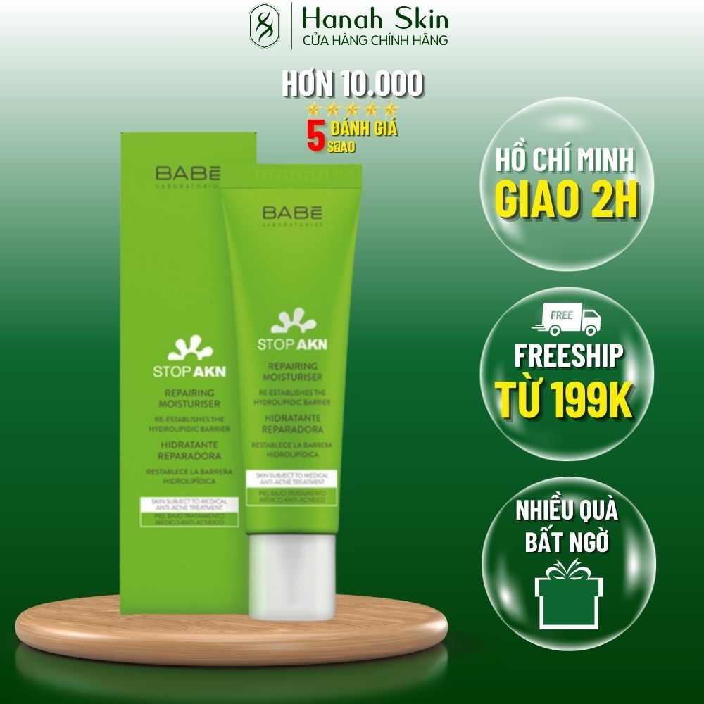 Kem dưỡng ẩm phục hồi BABE LABORATORIOS STOP AKN Repairing Moisturiser 50ml – HANAH SKIN