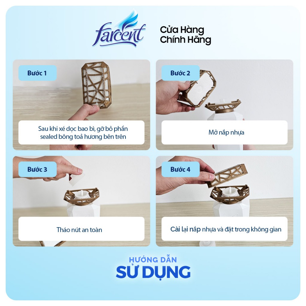 Hộp toả hương khử mùi thanh lọc không khí Farcent Anh Đào 300ml cho bếp, phòng khách, nhà tắm, toilet, tủ quần áo