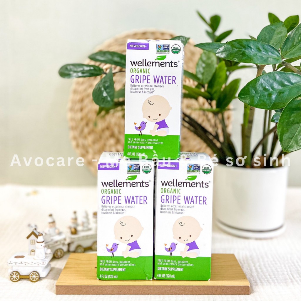 Tiêu gas Wellements hữu cơ Gripe Water giảm colic, khóc dạ đề cho bé