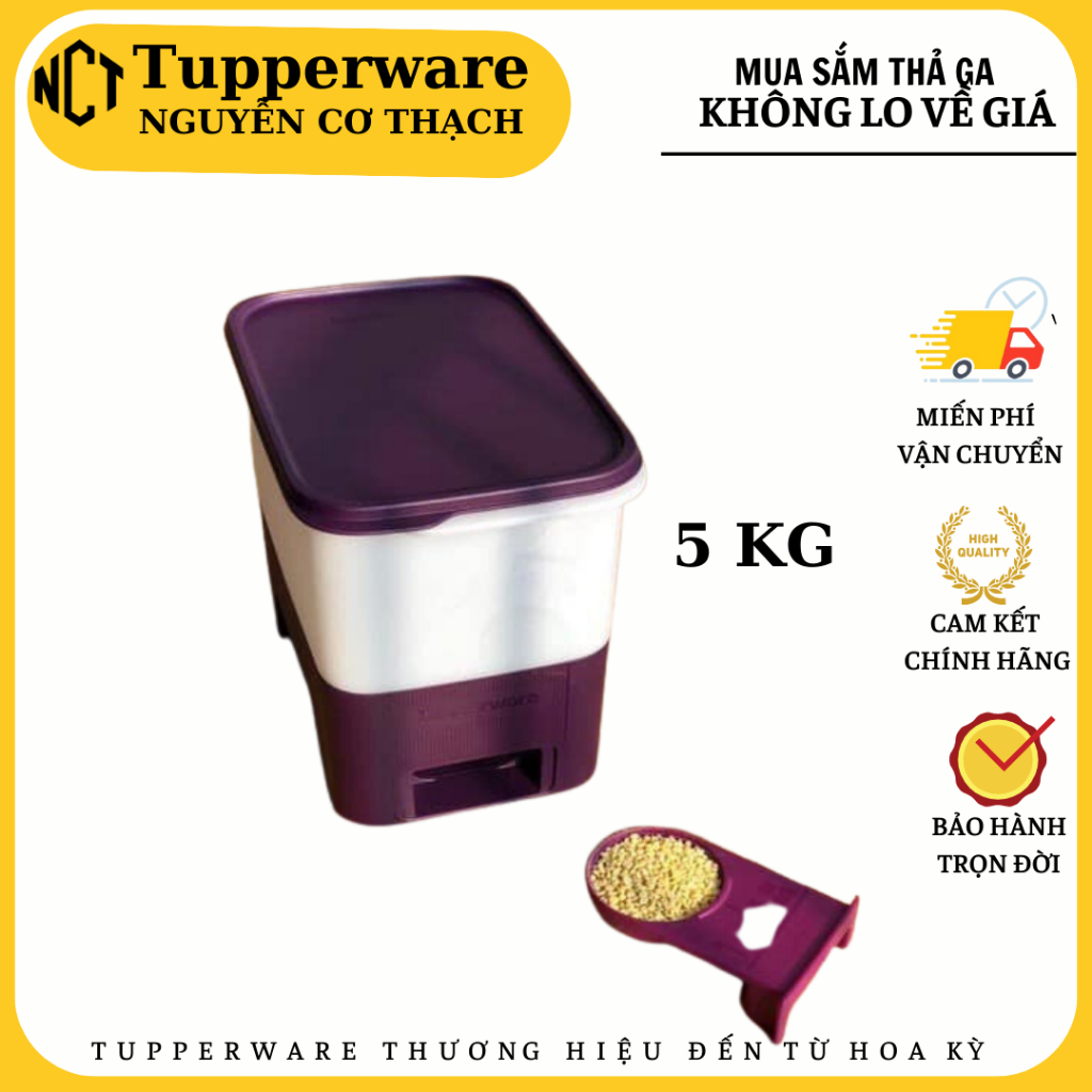 THÙNG GẠO 5 KG TUPPERWARE CHÍNH HÃNG