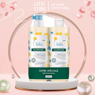 Set 2 chai sữa tắm gội cho bé Klorane Bebe 500ml của Pháp