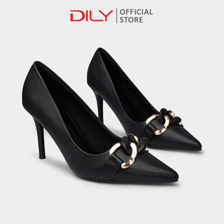  Giày cao gót nữ DILY công sở đính khóa kim loại sang trọng giày bít hậu gót nhọn cao 8cm AA0451 