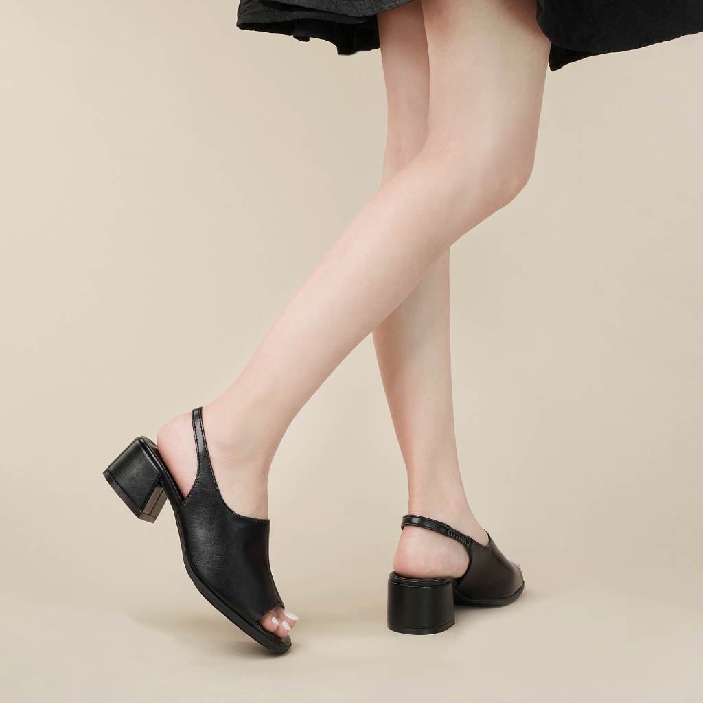 Giày sandal cao gót nữ DILY gót vuông quai ngang bản to ôm chân, xăng đan cao gót mũi vuông trendy cao 5cm AA0455