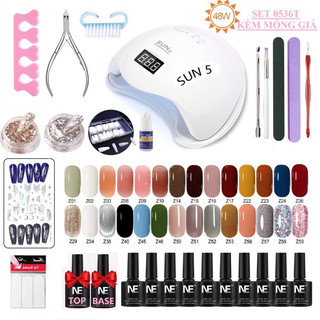 Bộ làm móng(sơn gel 6-8-10-28 chai+Máy Hơ Gel+Dụng cụ làm móng+TOP&BASE&sơn gel) set làm nail Mini tại nhà,combo nail