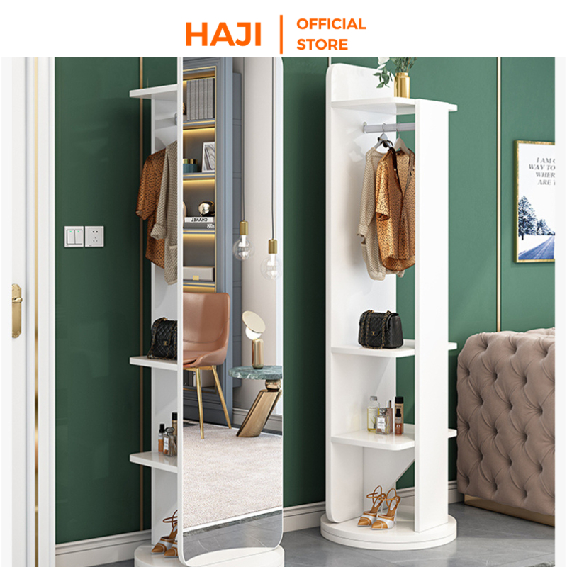 Gương đứng kết hợp kệ quần áo đa di năng xoay 360 độ thương hiệu HAJI- A285