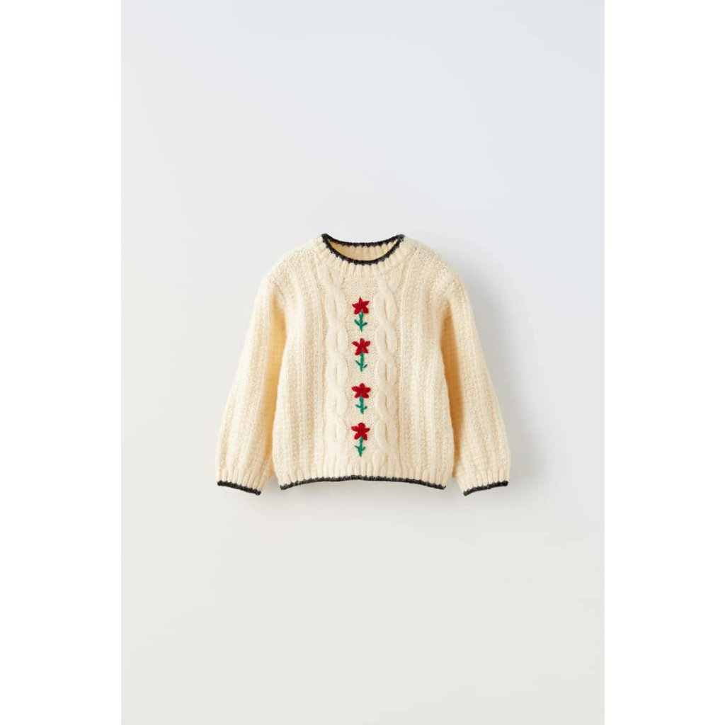 Áo len thêu hoa Zz.R cho bé