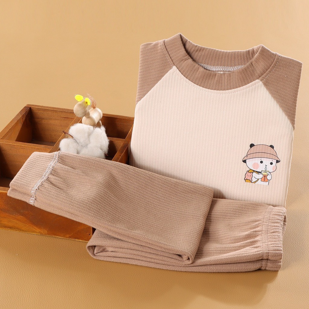 Bộ Quần Áo Thu Đông Vải Nhung Dài Tay Cho Bé Trai Bé Gái