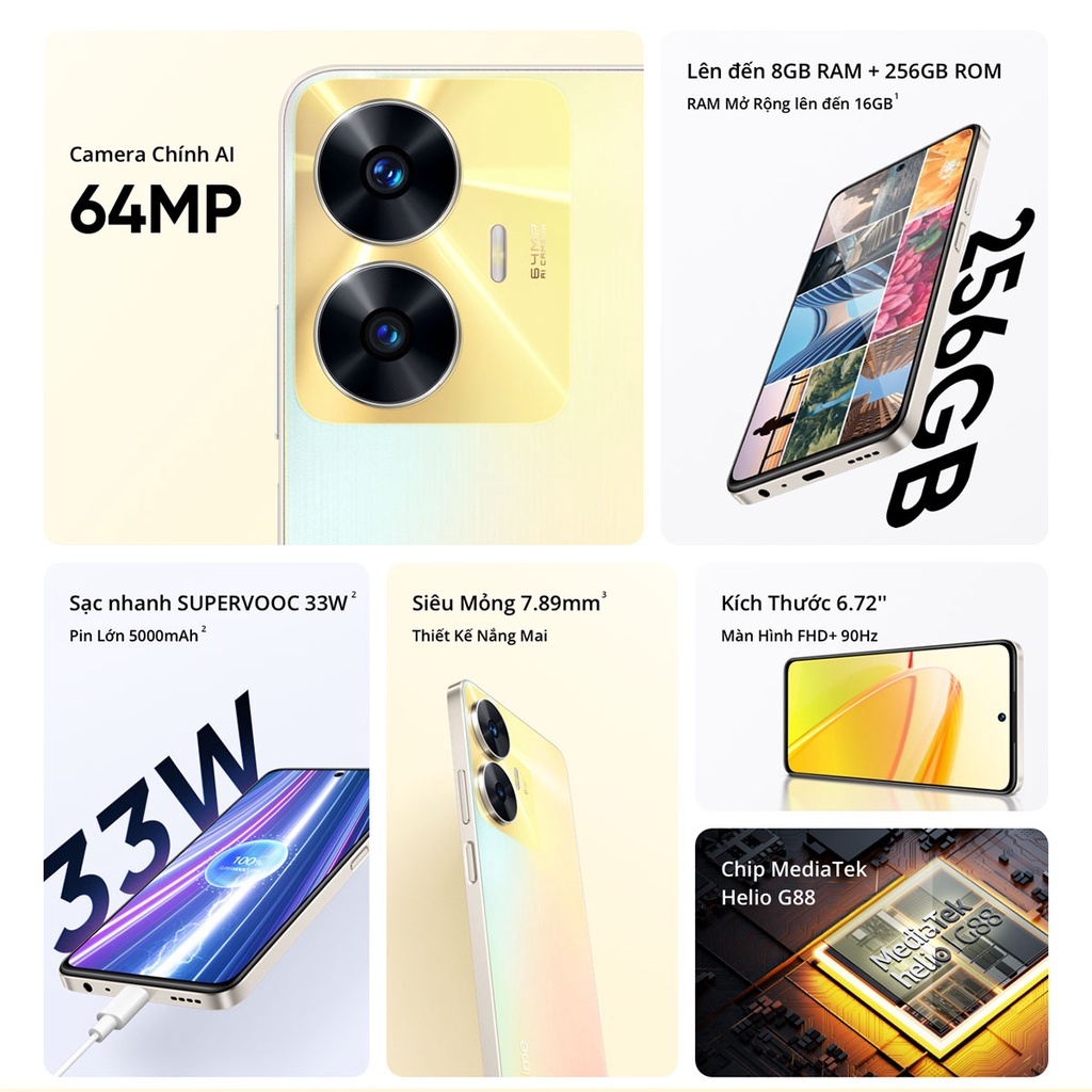 Realme C55 512GB ROM + 16GB RAM Có chức năng Facelock 6.72 MÀN HÌNH IPS LCD * Điện thoại thông minh nhập khẩu mới *