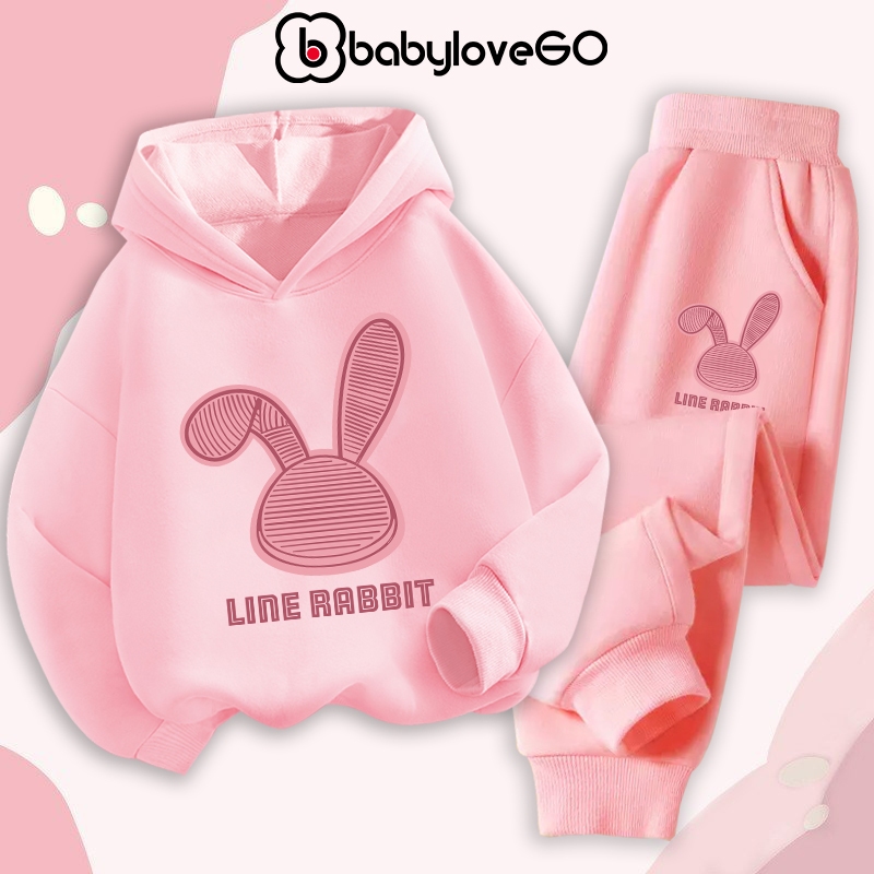 Bộ nỉ cho bé BabyloveGO mẫu mới 2024 đồ bộ thu đông áo hoodie quần thể thao cho bé HT-RB33