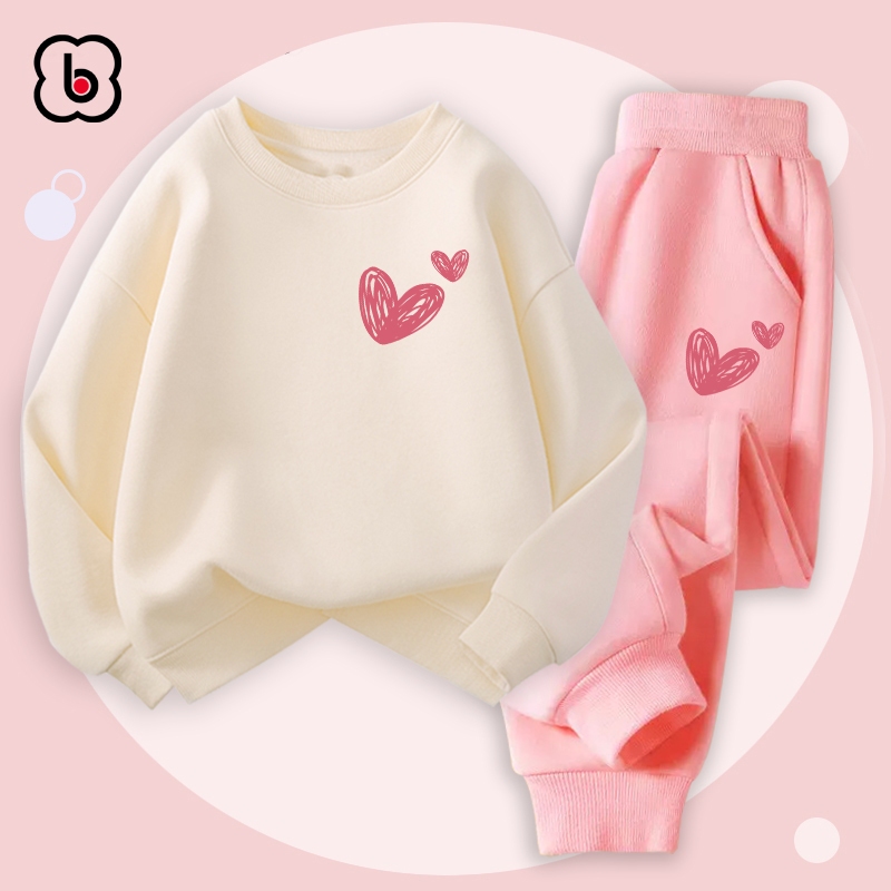 Bộ nỉ cho bé gái BabyloveGO mẫu mới 2024 đồ bộ thu đông dài tay in hình độc đáo BN-TIM2