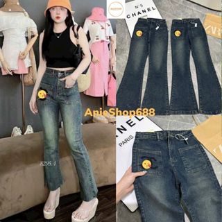 Quần jean ống loe, quần bò ống loe lưng cao thêu chữ X chà nèo nổi bật siêu hách dáng,phong cách ulzzang hàn quốc