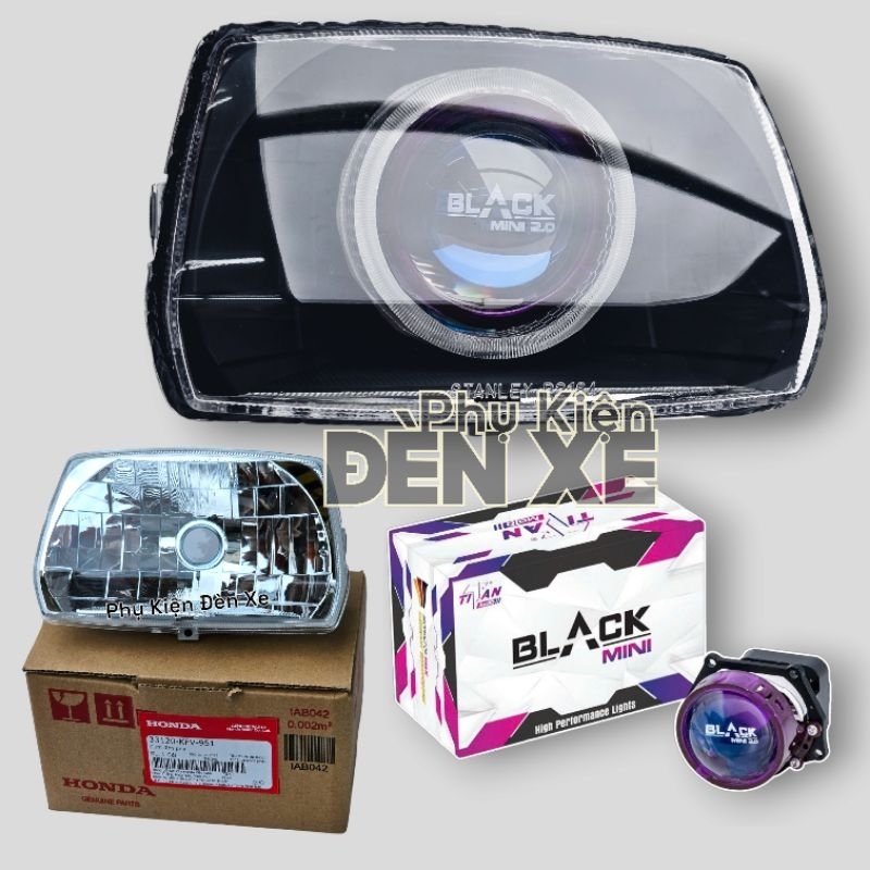 Đèn xe Dream độ bi cầu Titan Black Mini2 , đã bao gồm mạch relay cắm zin