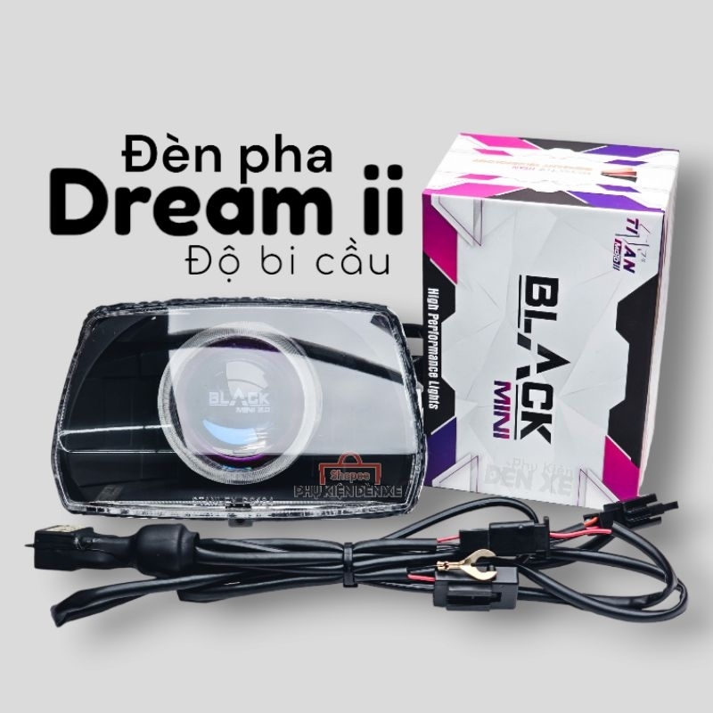 Đèn xe Dream độ bi cầu Titan Black Mini2 , đã bao gồm mạch relay cắm zin
