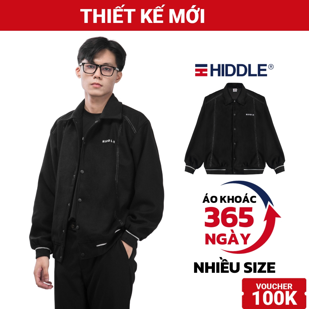 Áo khoác dạ nam cao cấp hàng hiệu HIDDLE 2 lớp ấm áp, dáng varsity sang trọng, có túi trong| H10-AK4