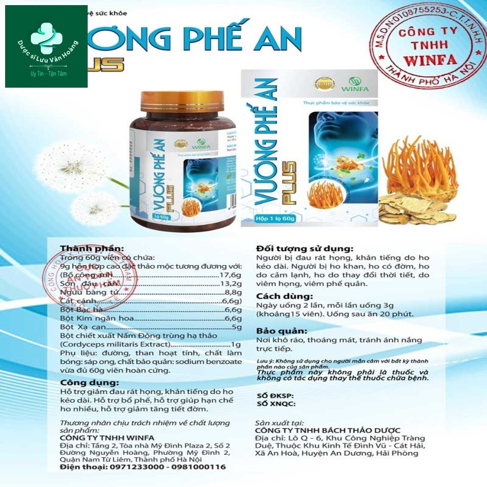 Vương Phế An Plus - Hỗ trợ giảm đau rát họng, bổ phế