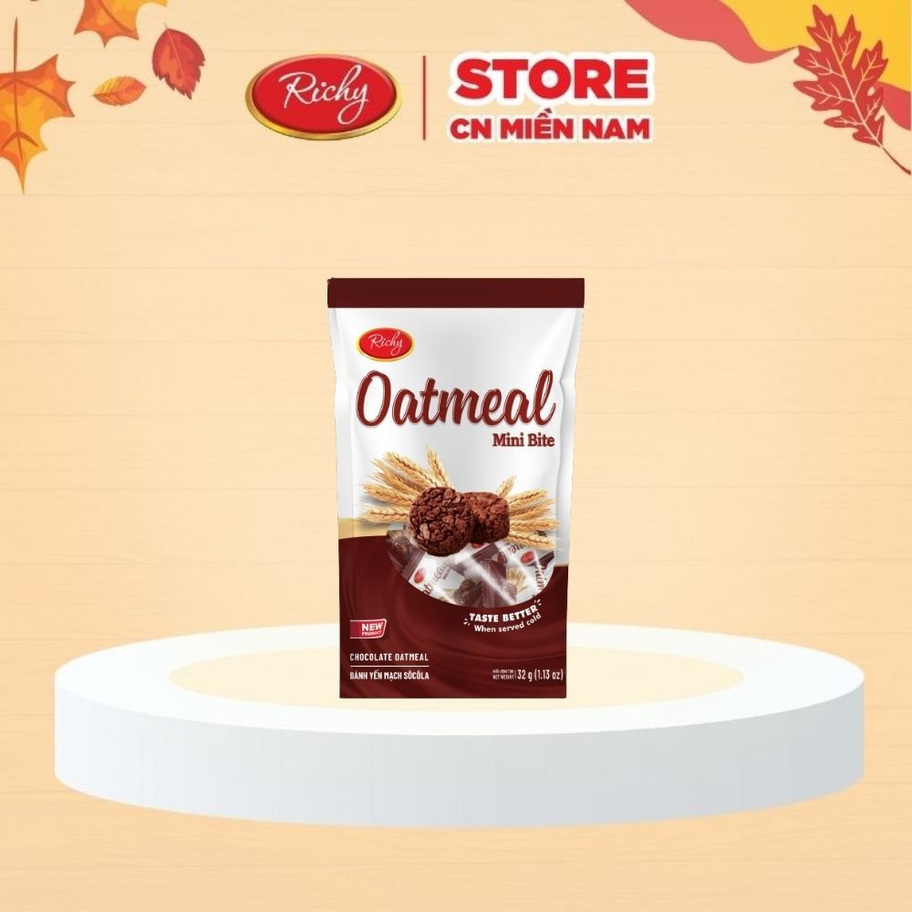 Bánh yến mạch Oatmeal Richy vị socola túi 32g