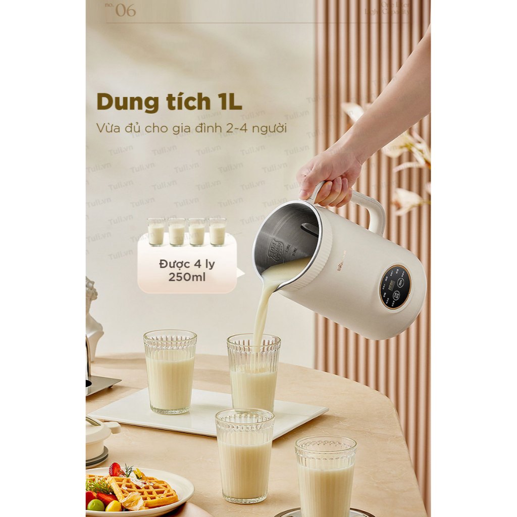 Máy làm sữa hạt đậu nành Bear DJJ- D06W5, Dung tích 1L, CS 800W, 8 Chế độ nấu, Lưỡi dao 10 cánh, Hẹn giờ, BH 18 Tháng